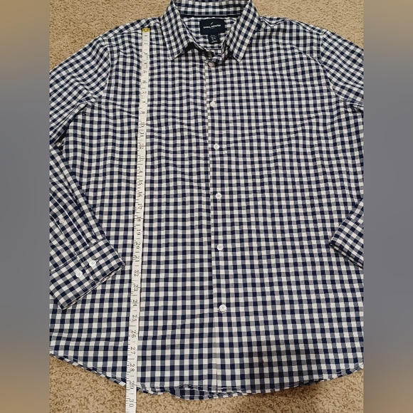 Men's Blue Checkered Long Sleeved Button Down Shirt By Daniel Hechter Paris -XL - Picture 7 of 8